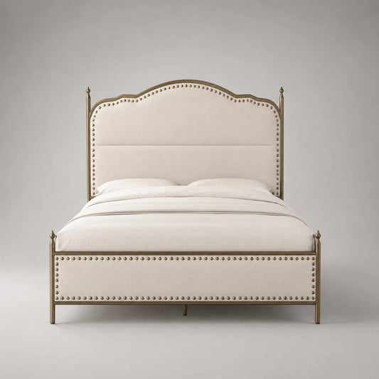 Metallrahmen-Bett mit Leinenbezug Beige 200x160 cm