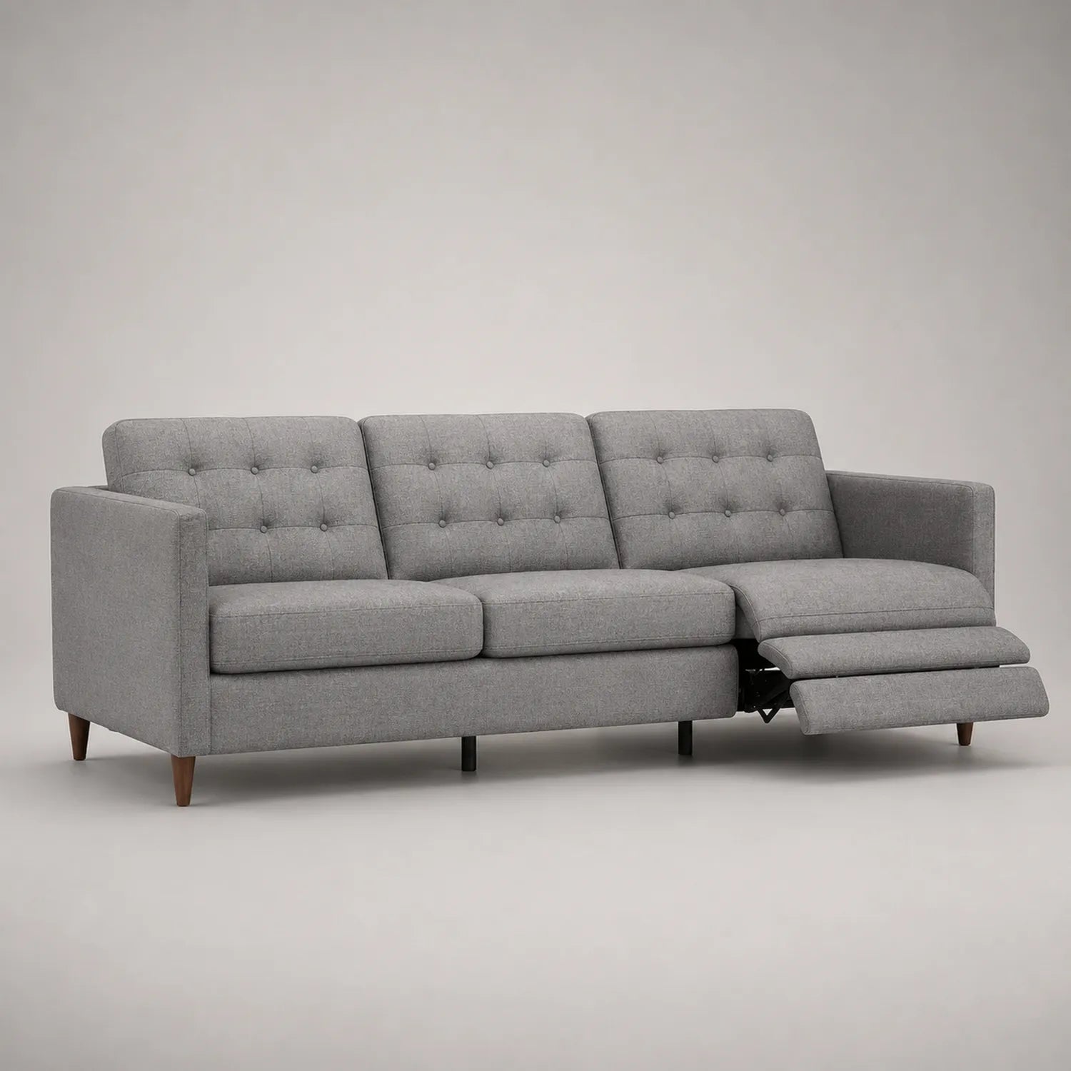 3-Sitzer Sofa mit Relaxfunktion Stoff Grau Holz 220cm