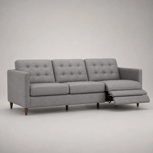 3-Sitzer Sofa mit Relaxfunktion Stoff Grau Holz 220cm