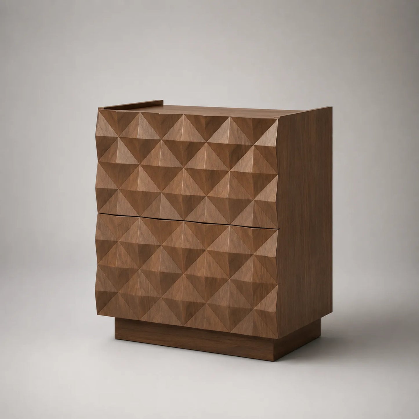 Nachttisch Holz 2 Schubladen geometrisches Muster Eiche 60x40x55 cm Braun