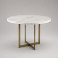 Runder Tisch aus Marmor und Metall, 110 cm, Weiß/Gold